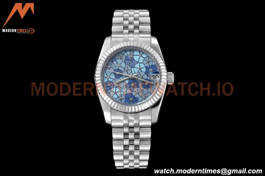 Rolex - Datejust Ladies 278274 31mm Jub Flt SS/SS Blue Floral/Dia GDF MY8215
