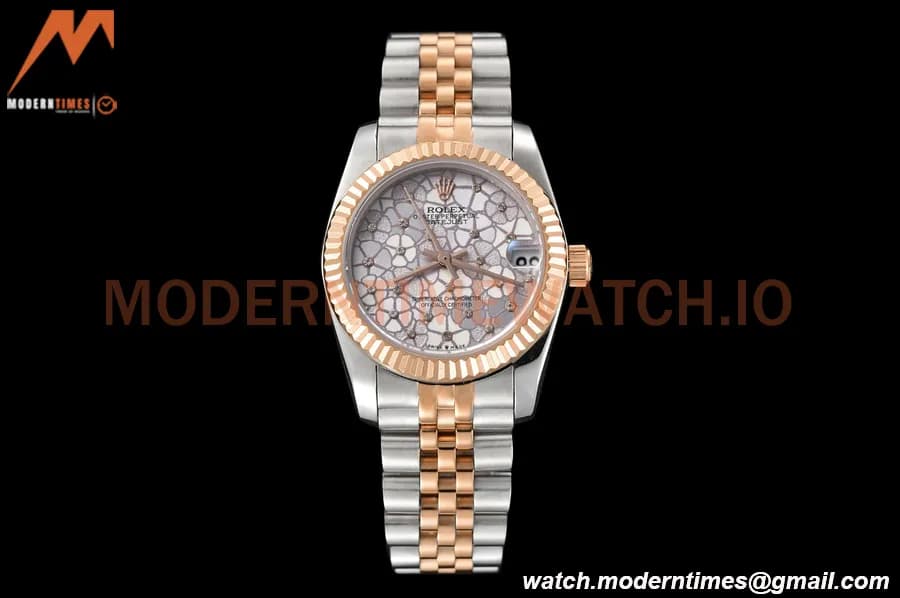 Rolex - Datejust Ladies 278271 31mm Jub Flt RG/SS Silver Floral/Dia GDF MY8215