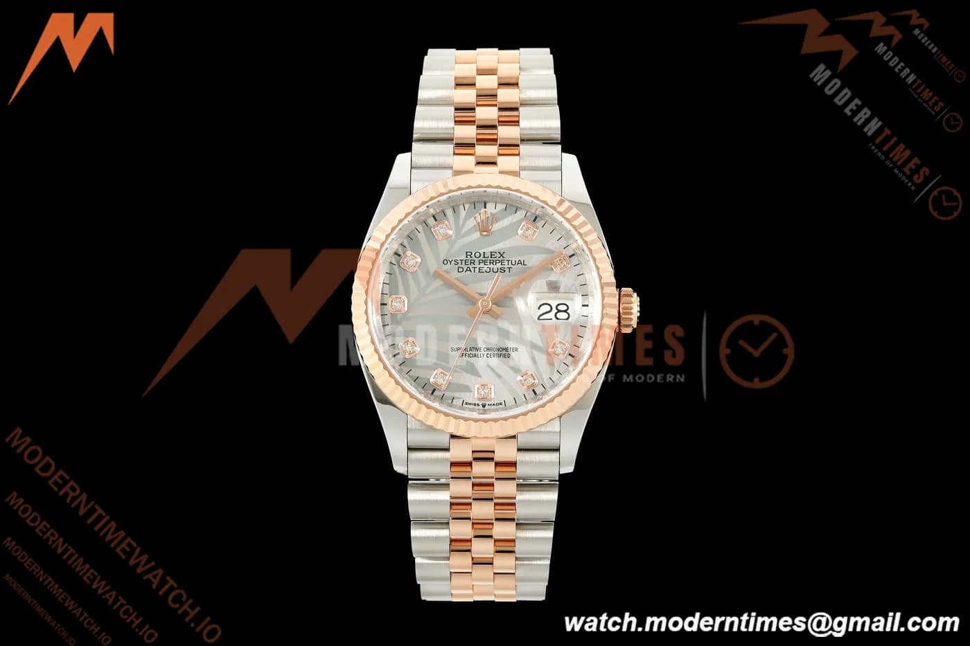 Rolex - Datejust 126231 36mm Jub Flt 904L RG/SS Silver Palm Motif Dial ARF SH3235