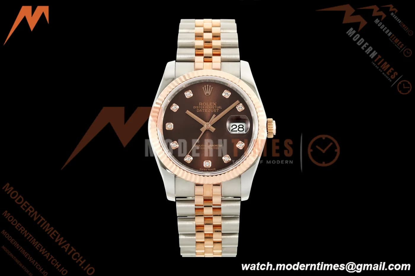 Rolex - Datejust 116231 36mm Jub Flt 316L RG/SS Brn/Dia GMF A2824