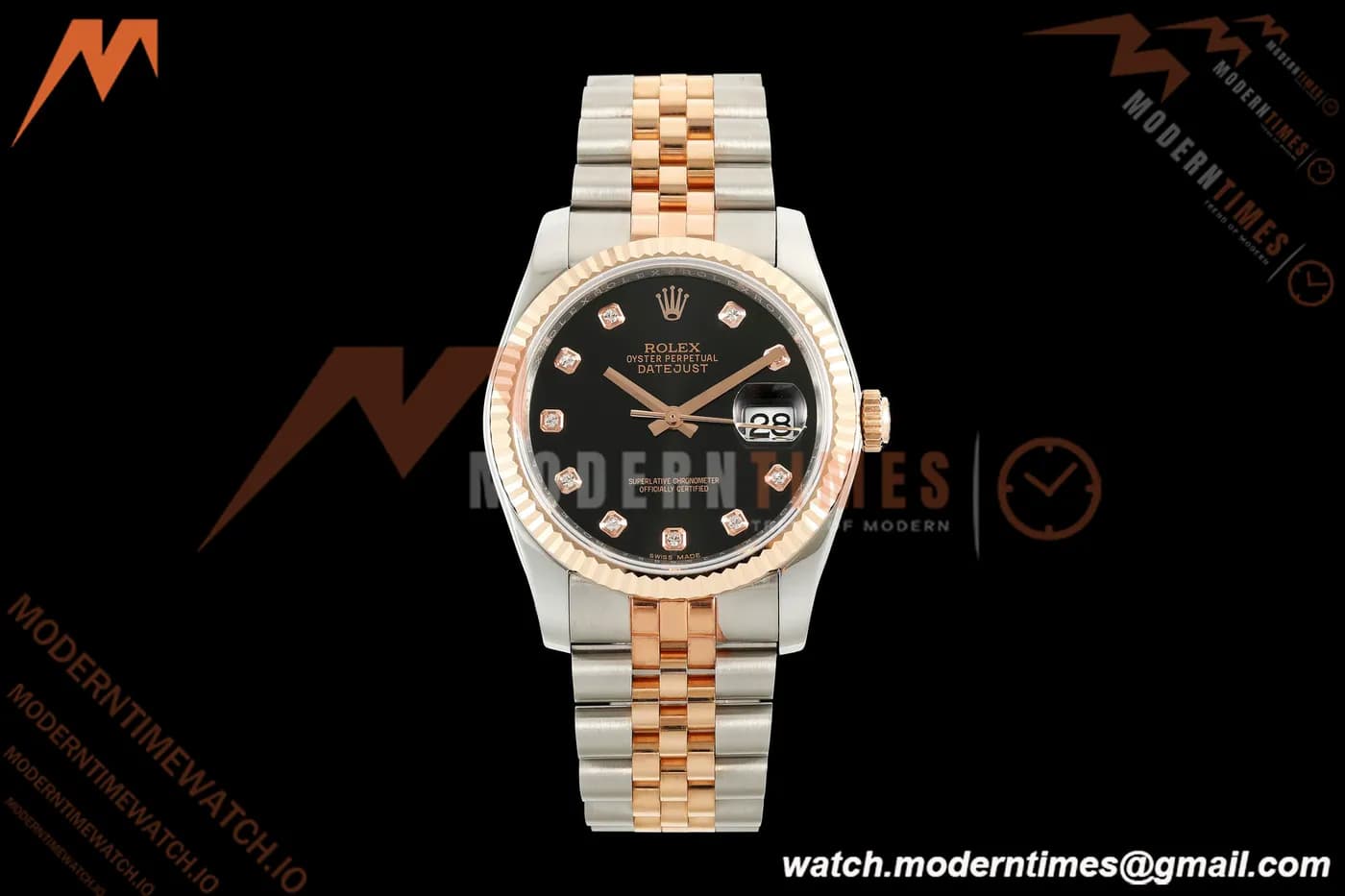 Rolex - Datejust 116231 36mm Jub Flt 316L RG/SS Blk/Dia GMF A2824
