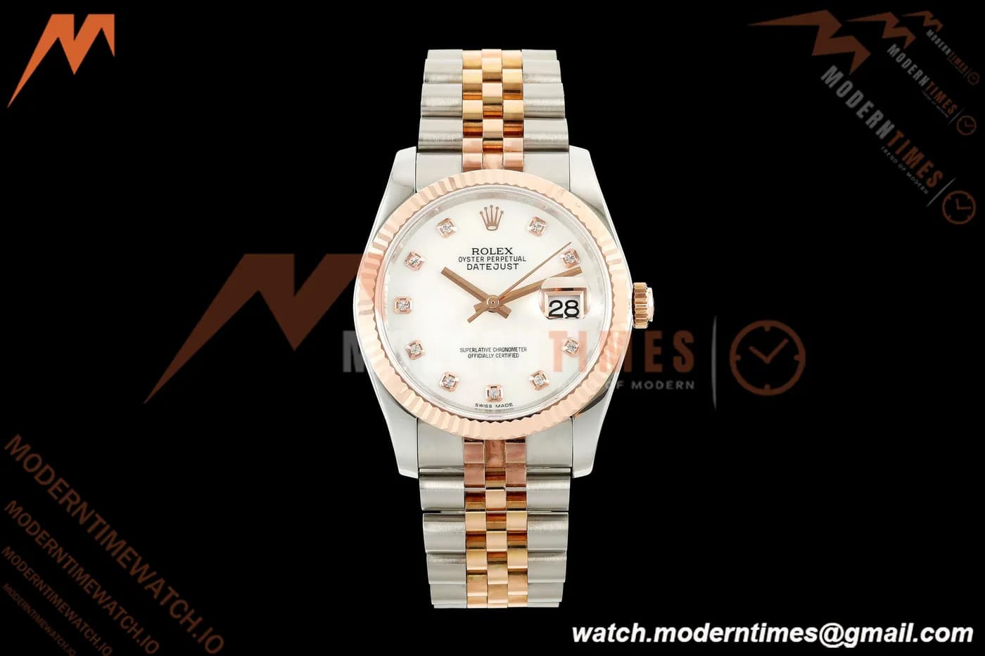 Rolex - Datejust 116231 36mm Jub Flt 316L RG/SS White Mop/Dia GMF A2824