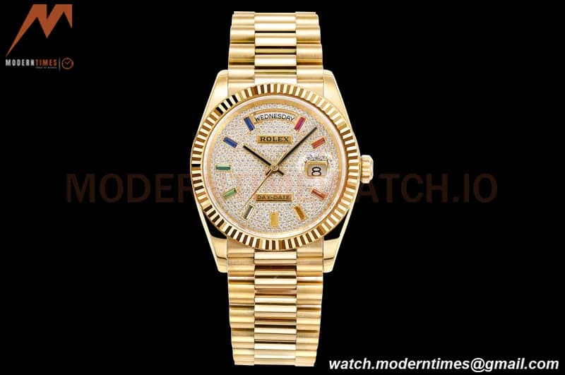 Rolex - DayDate 36mm 128238 Flt Pres YG/YG Diamond Dial RAF A2836