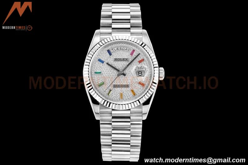 Rolex - DayDate 36mm 128239 Flt Pres SS/SS Diamond Dial RAF A2836