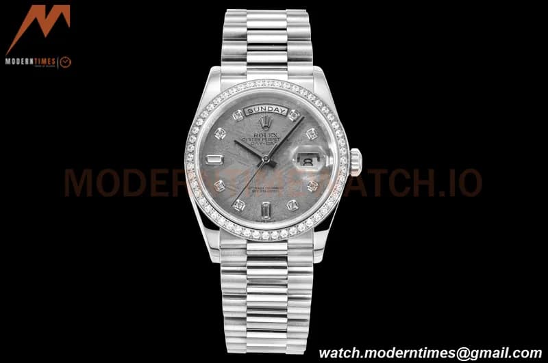 Rolex - DayDate 36mm 118389 Flt Pres SS/SS Dia Meteorite Dial RAF A2836