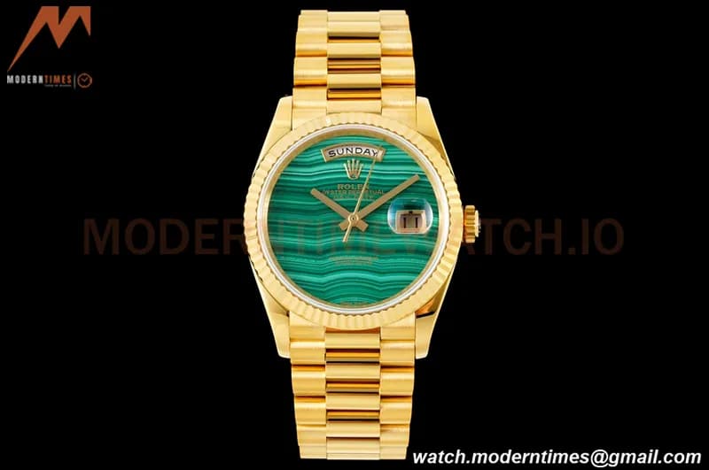 Rolex - DayDate 36mm 18238 Flt Pres YG/YG Malachite Green RAF A2836