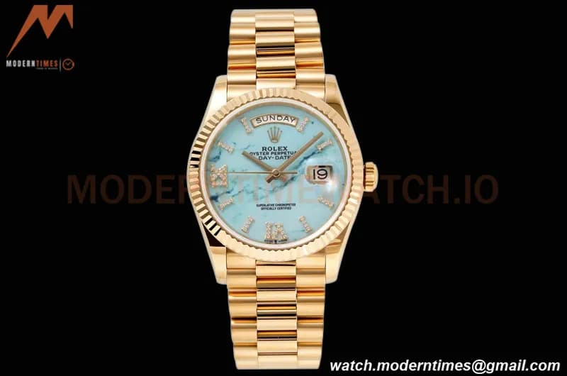 Rolex - DayDate 36mm 128238 Flt Pres YG/YG Turq/Dia TWSF A2836