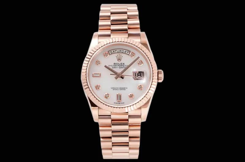 Rolex - DayDate 36mm 128235 Flt Pres RG/RG Mop/Dia TWSF A2836