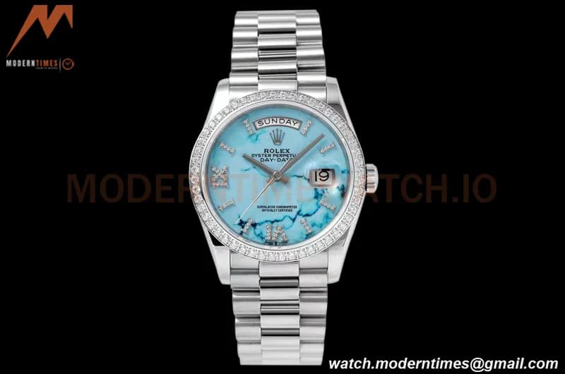 Rolex - DayDate 36mm 128349 Dia Pres SS/SS T-Blue/Rmn TWSF A2836