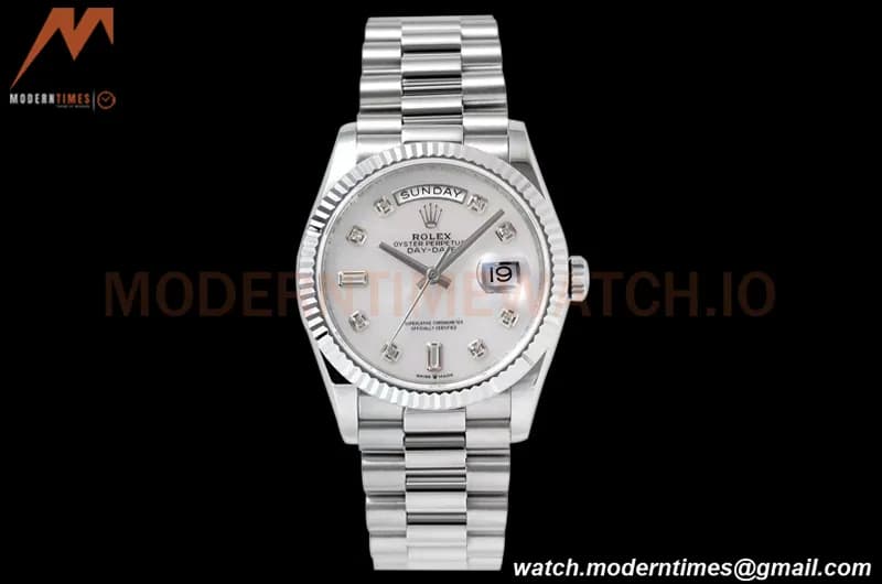 Rolex - DayDate 36mm 128239 Flt Pres SS/SS Mop/Dia TWSF A2836