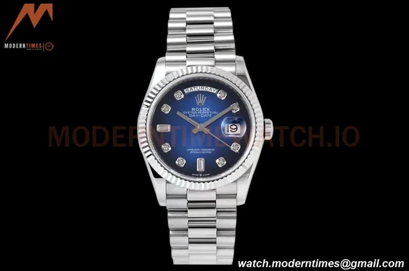 Rolex - DayDate 36mm 128239 Flt Pres SS/SS Blue/Dia TWSF A2836