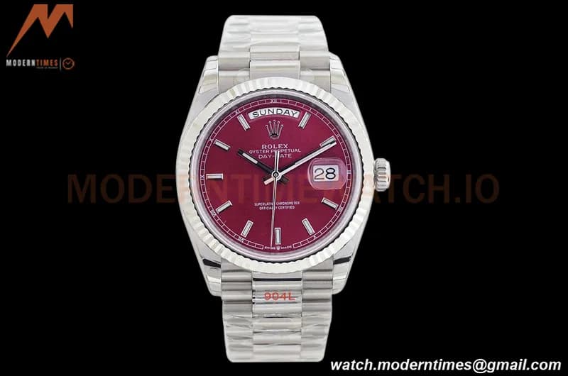Rolex - DayDate 36mm 128239 Flt Pres SS/SS Red/Stk EWF A2836