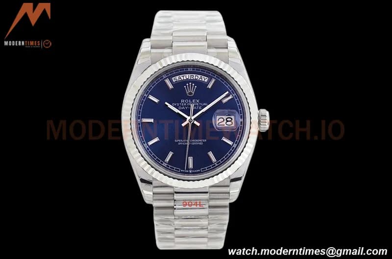 Rolex - DayDate 36mm 128239 Flt Pres SS/SS Blue/Stk EWF A2836