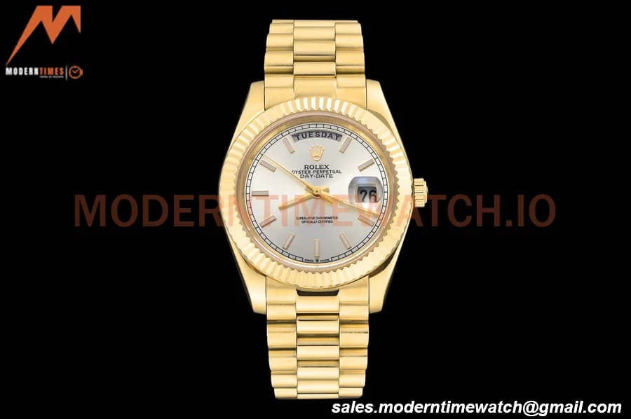 Rolex - DayDate 228238 40mm Flt/Pres YG/YG Silv/Stk GDF MY8215