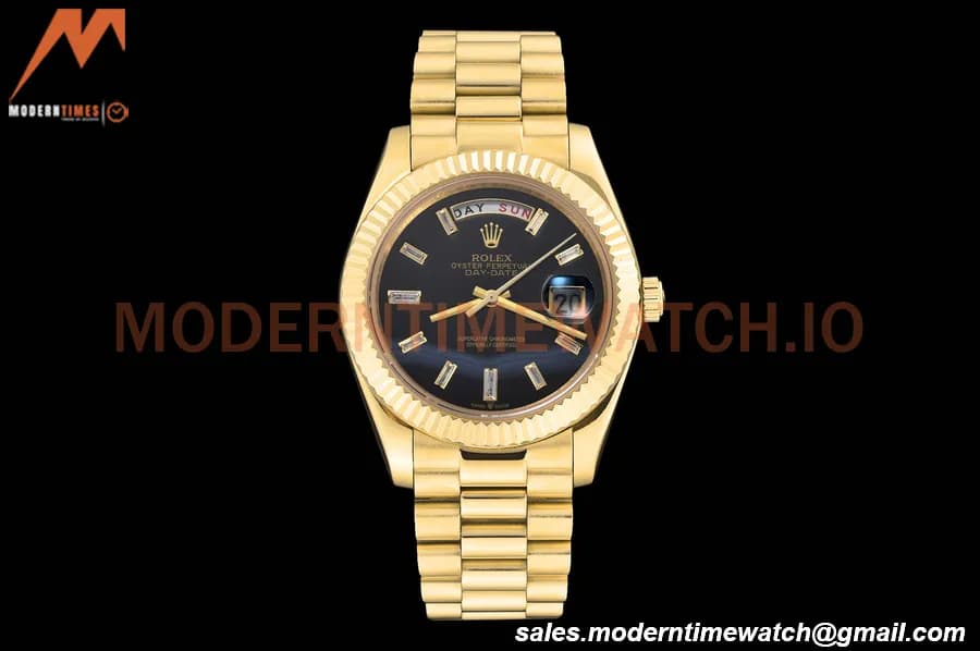 Rolex - DayDate 228238 40mm Flt/Pres YG/YG All Black/Dia GDF MY8215
