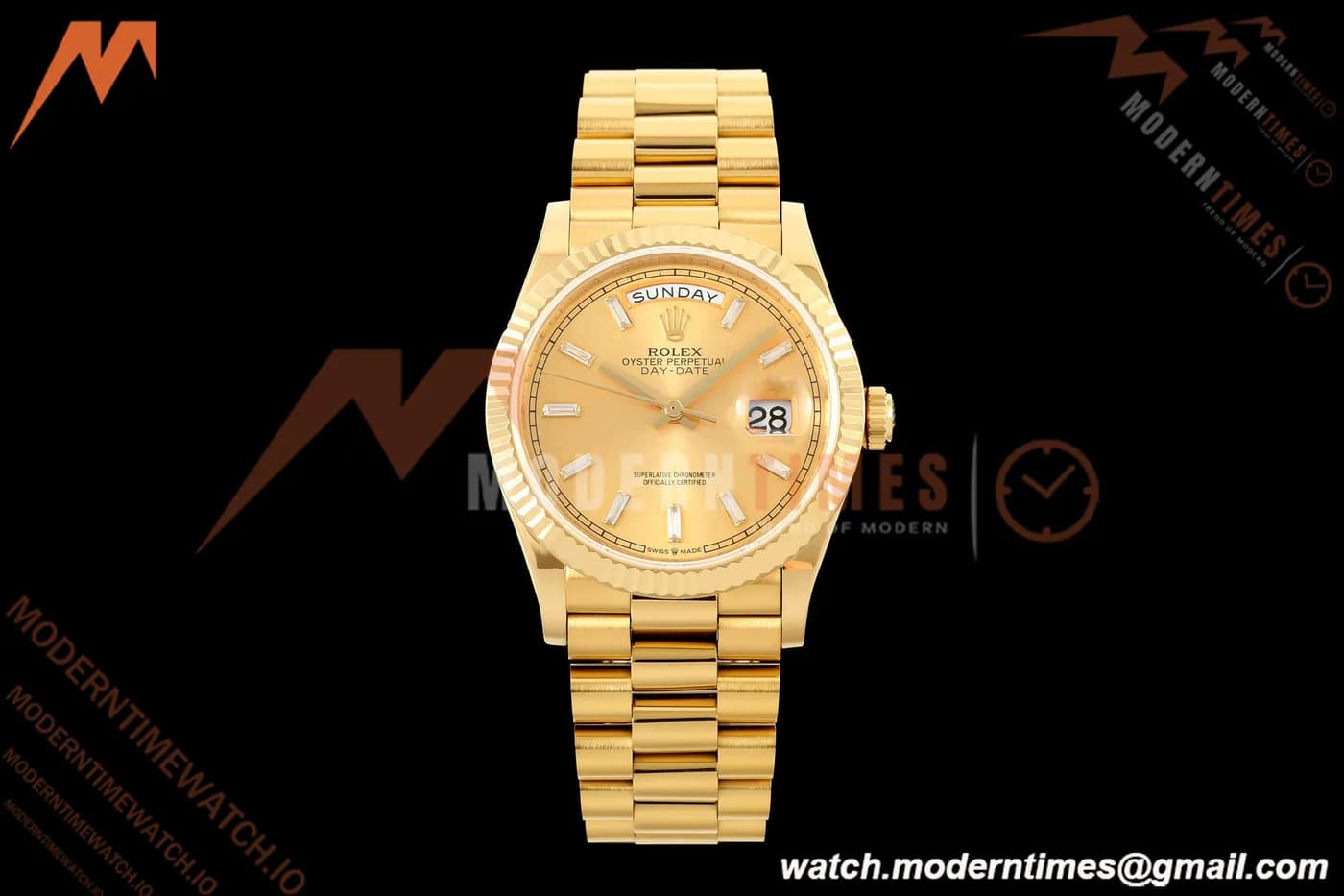 Rolex - DayDate 128238 Gain Weight 36mm Flt Pres YG/YG Gold/Dia KF A2836