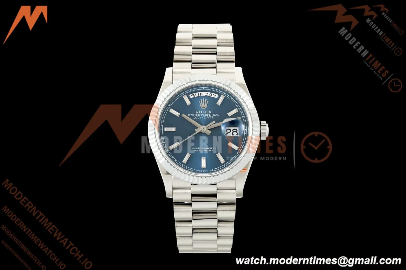 Rolex - DayDate 128239 Gain Weight 36mm Flt Pres SS/SS Blu/Dia KF A2836