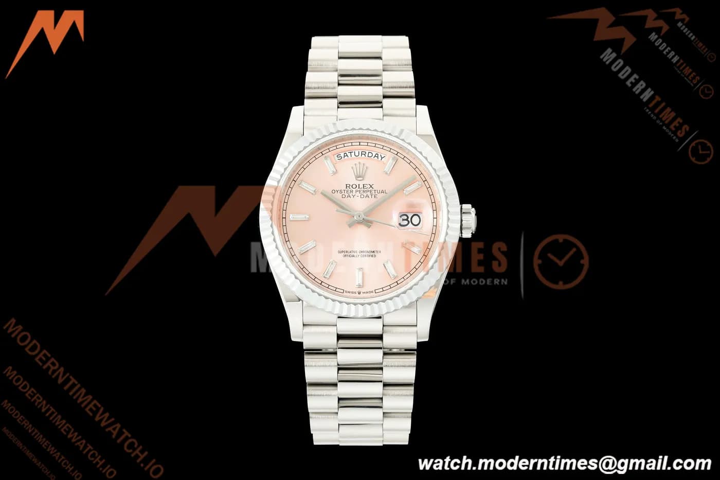 Rolex - DayDate 128239 Gain Weight 36mm Flt Pres SS/SS Pink/Dia KF A2836