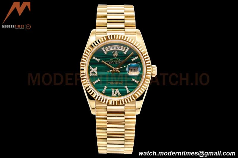 Rolex - DayDate 36mm 128238 Flt Pres YG/YG Malachite Green RAF A2836
