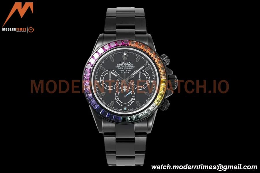 Rolex - Blaken Daytona Rainbow 40mm Diamond DLC/DLC Black/Stk TWF A4130