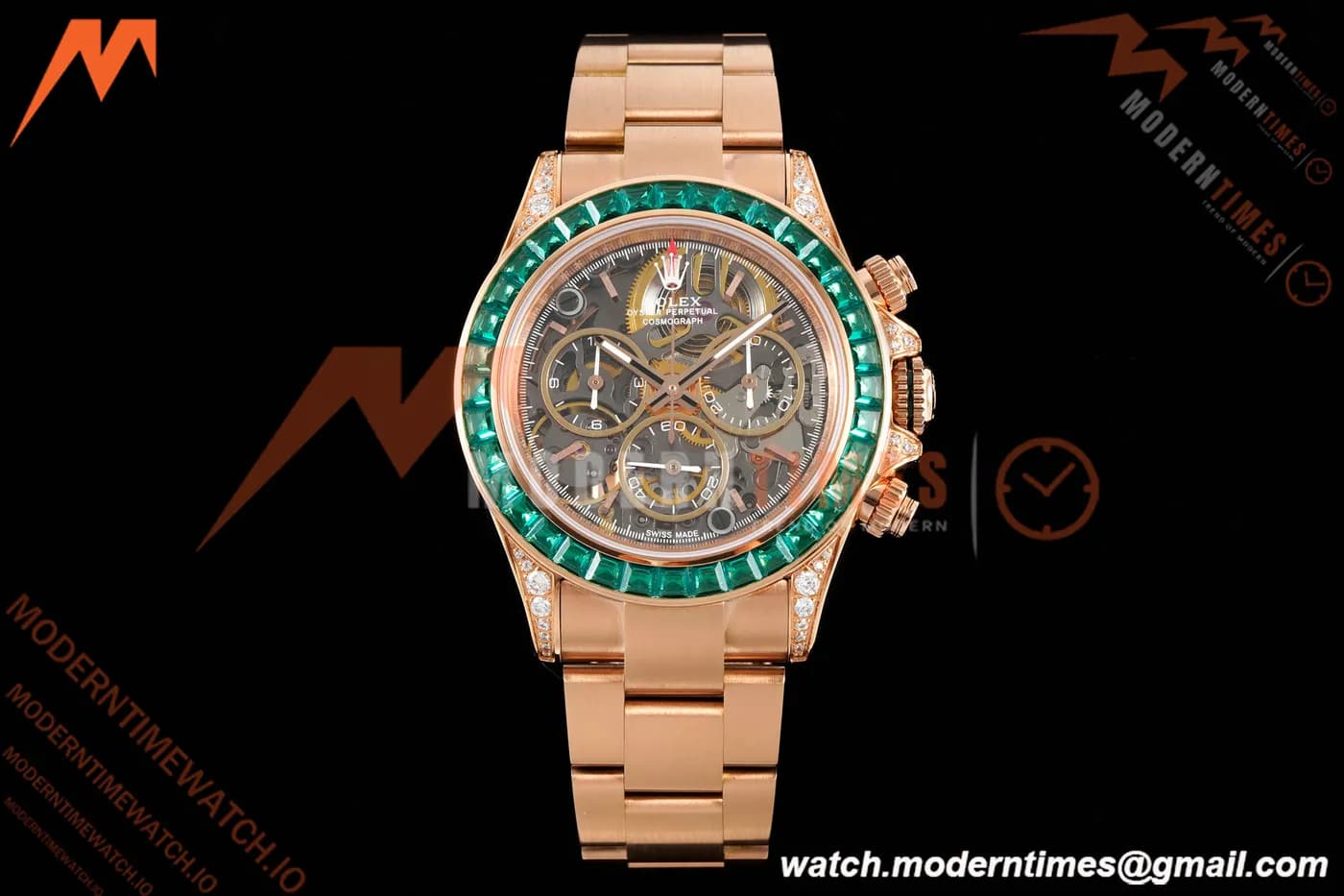Rolex - Daytona Artisans De Genève “Poetry of Lights” RG/RG Emeralds Skeleton Dial ADGF SA4130