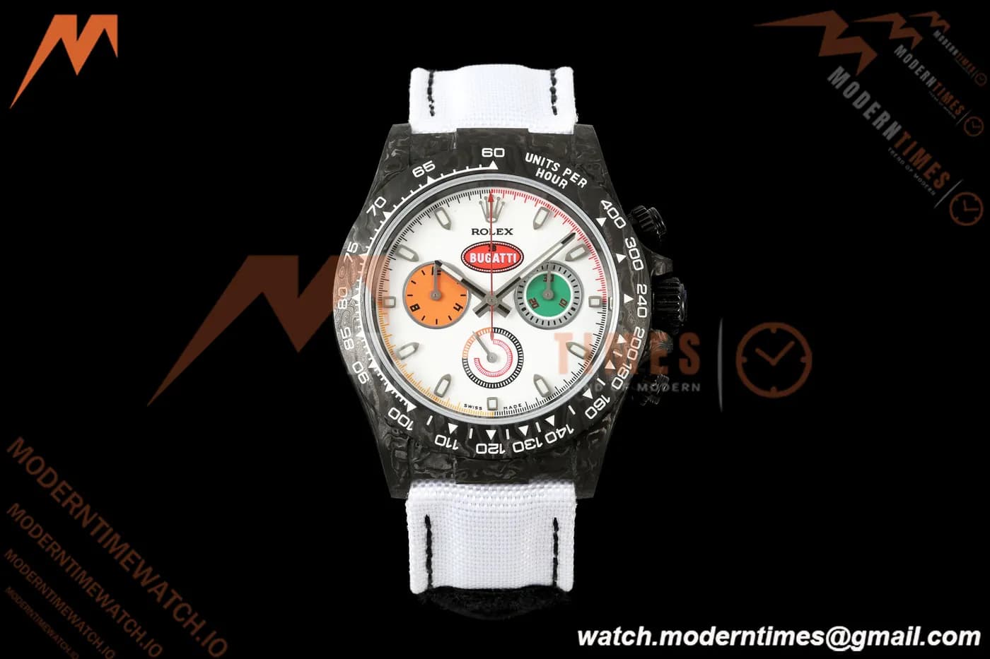 Rolex - Daytona DIW "Bugatti" 40mm Black Carbon Fiber/NY Wht/Stk Dial ANTF SH4130