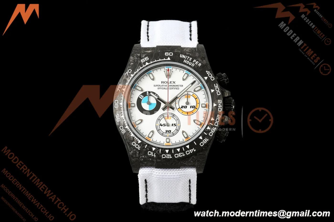 Rolex - Daytona DIW "BMW" 40mm Black Carbon Fiber/NY Wht/Stk Dial ANTF SH4130