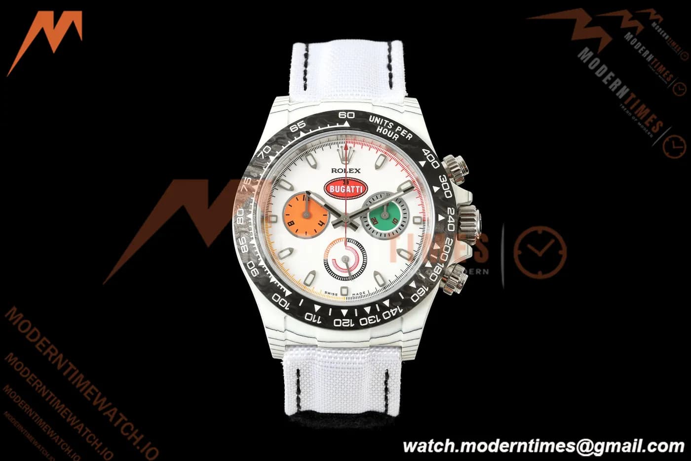 Rolex - Daytona DIW "Bugatti" 40mm White Carbon Fiber/NY Wht/Stk Dial ANTF SH4130