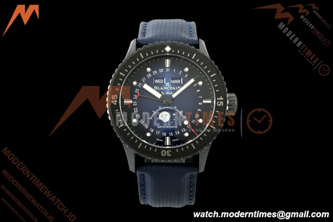 Blancpain - Fifty Fathoms 5054 Bathyscaphe Complete Calendar Moon Phases Black CER/NY Sunburst Blue DDDF A6654