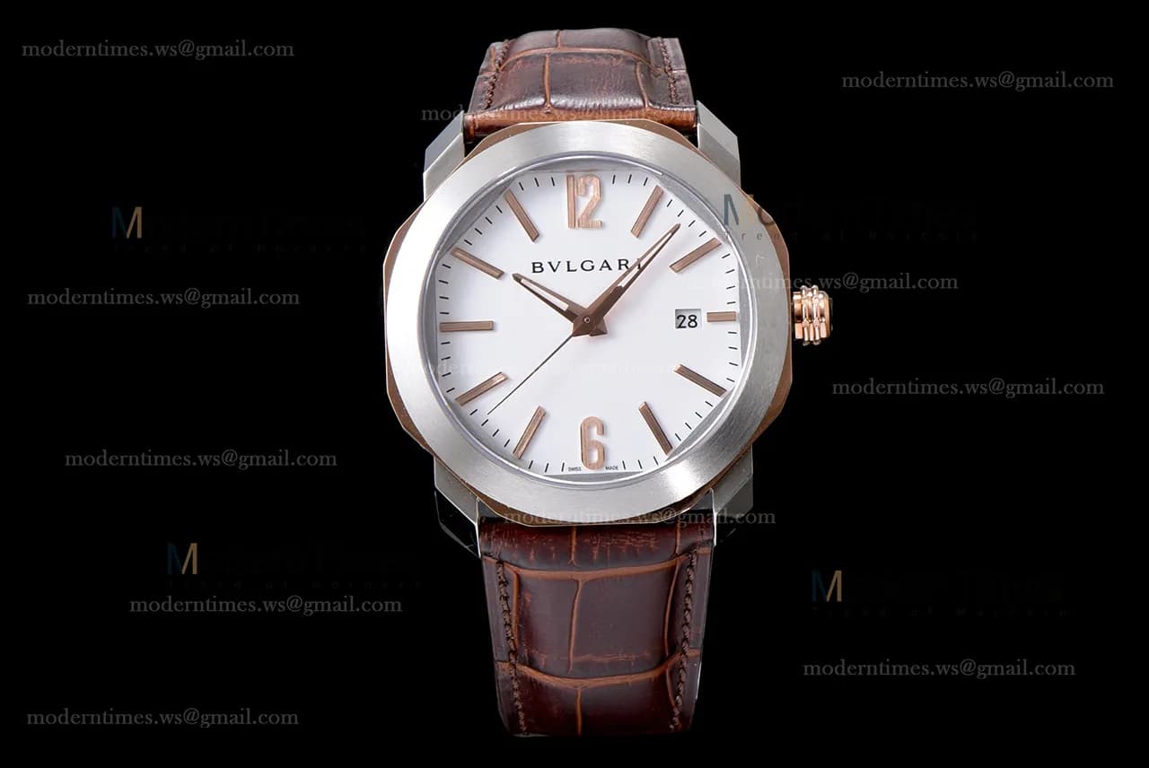 Bvlgari OCTO Series RG/LE Wht/Bro ZLO TT Aitomatic 102703 OC41C6SPGLD