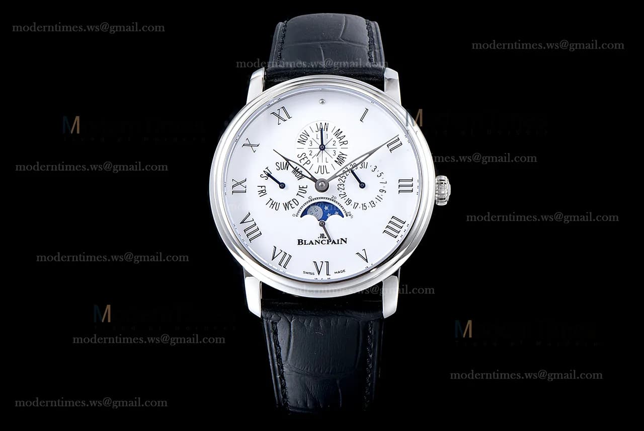Blancpain Villeret SS/LE Wht/Blk Sapphire ZBF Automatic 6659-3431-55B