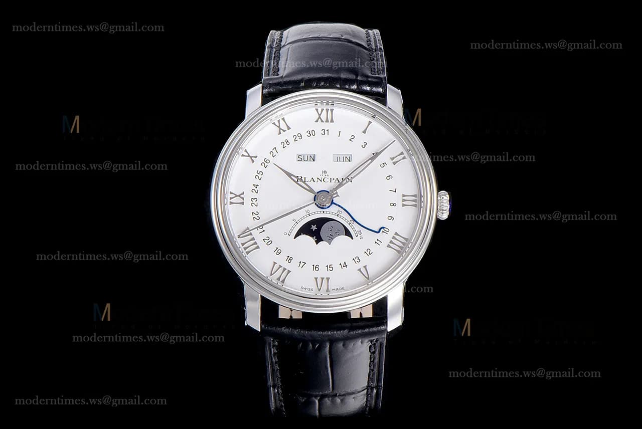 Blancpain Villeret SS/LE Wht/Blk Sapphire OMF Automatic 6654A-1127-55B