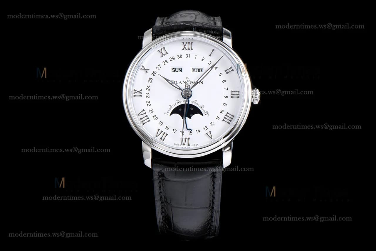 Blancpain Villeret SS/LE Wht/Blk Sapphire OMF Automatic 6654-1127-55B