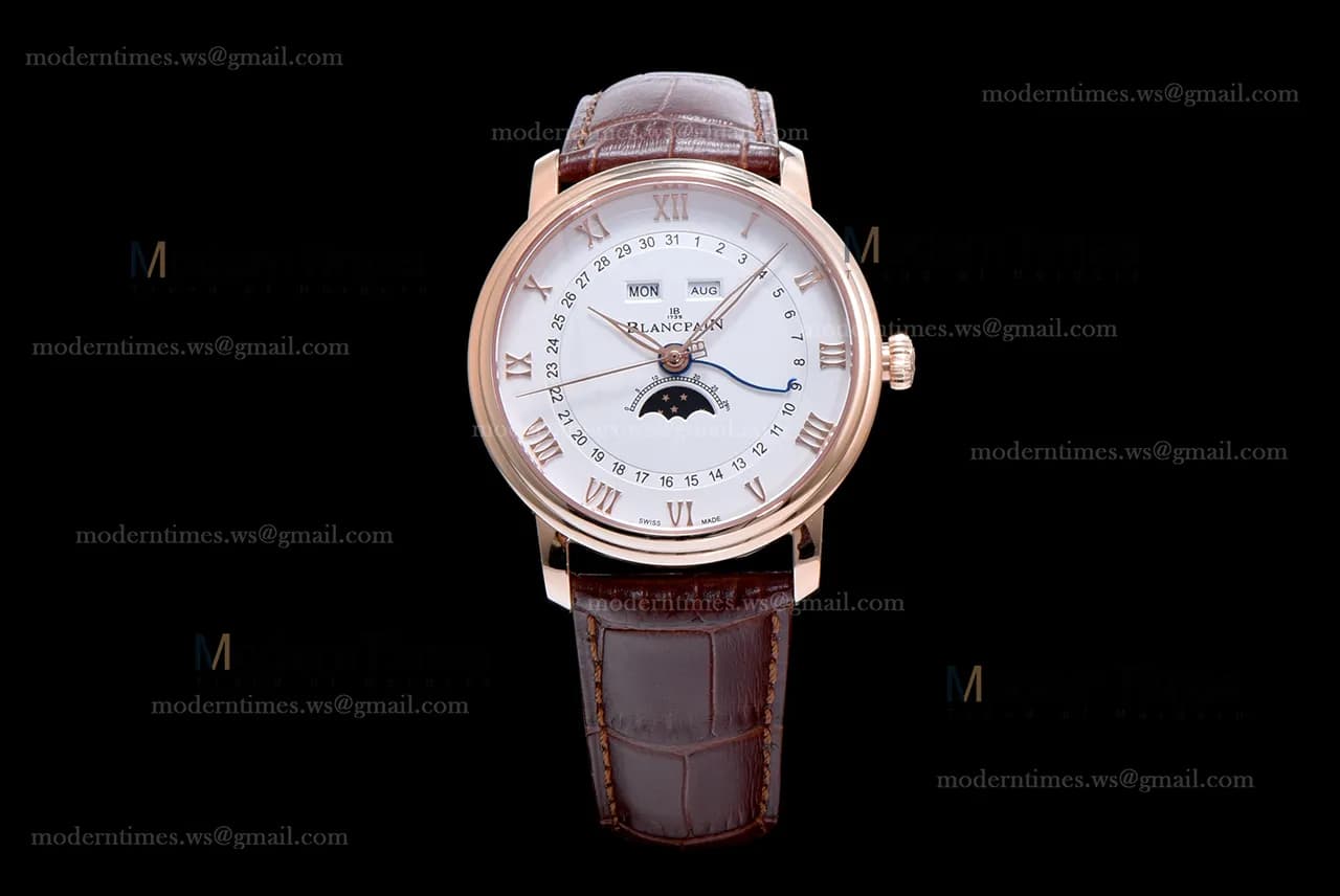 Blancpain Villeret RG/LE Wht/Bro Sapphire ZBF Automatic 6664-3642-55B