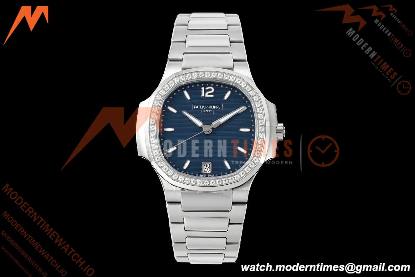 Patek Philippe - Nautilus Ladies 7118 35mm SS/SS Blu/Stk Diamonod 3KF DD324