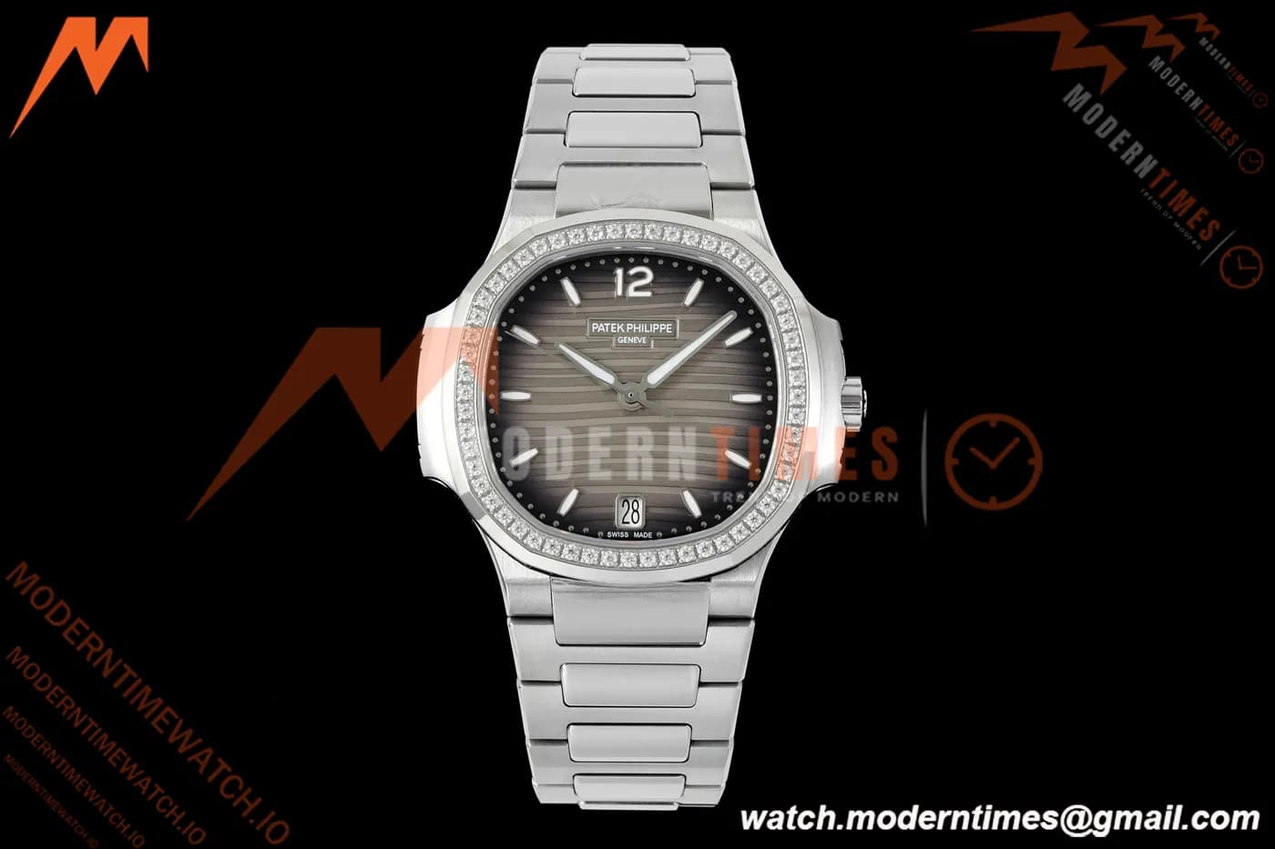 Patek Philippe - Nautilus Ladies 7118 35mm SS/SS Gray/Stk Diamonod 3KF DD324