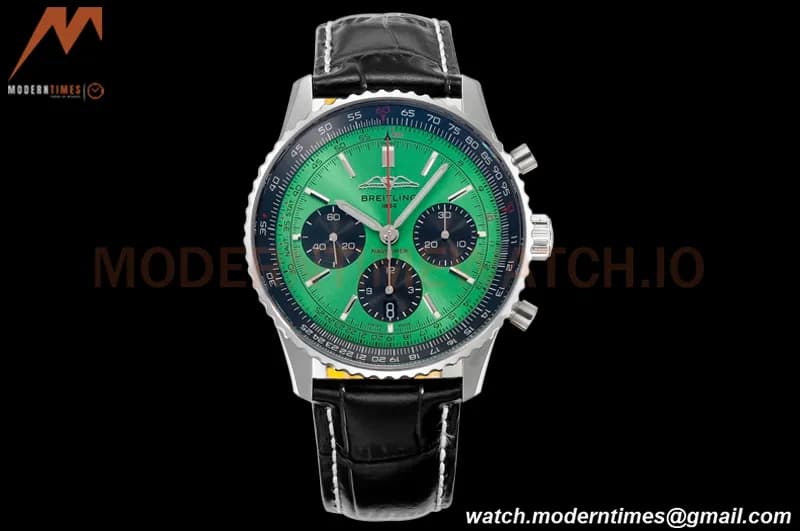 Breitling - Navitimer Chronograph B01 43mm SS/LE Green/Blk BLS A7750 Mod