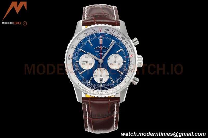 Breitling - Navitimer Chronograph B01 43mm SS/LE Blue/Wht BLS A7750 Mod