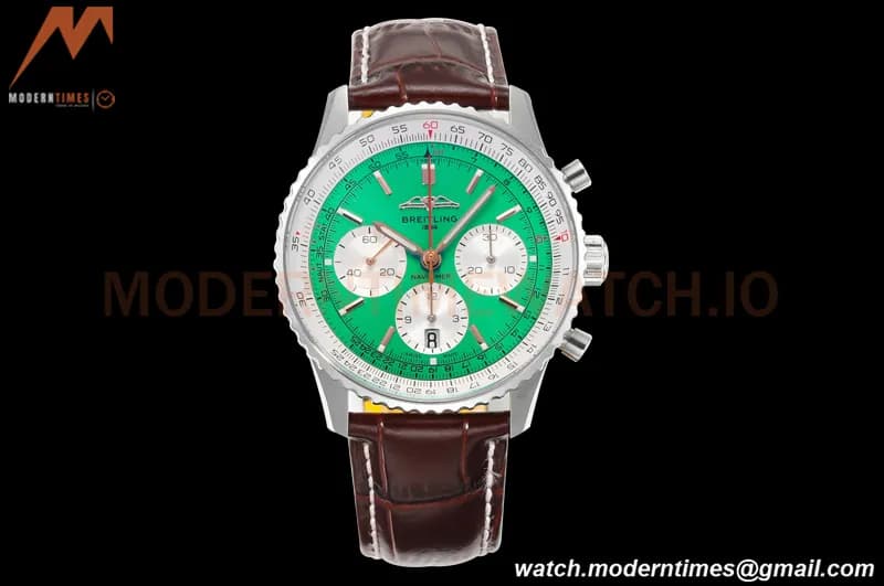 Breitling - Navitimer Chronograph B01 43mm SS/LE Mint Green/Wht BLS A7750 Mod