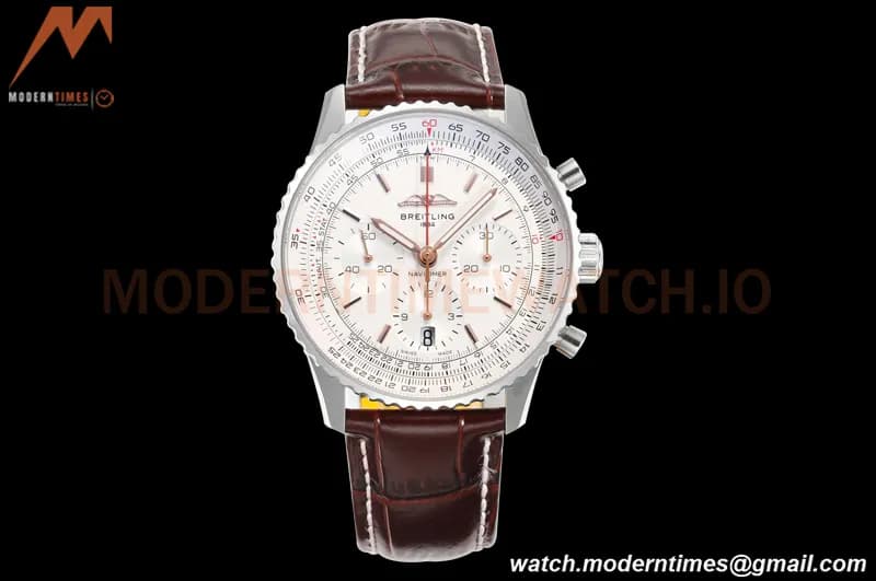 Breitling - Navitimer Chronograph B01 43mm SS/LE Wht/Stk BLS A7750 Mod