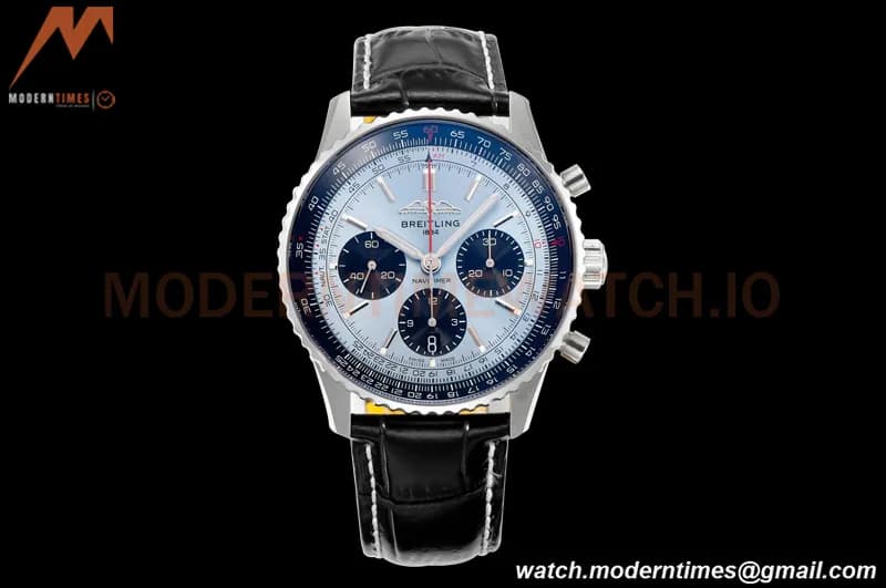 Breitling - Navitimer Chronograph B01 43mm SS/LE Ice Blue/Stk BLS A7750 Mod