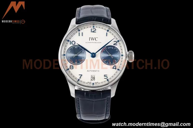 IWC - Portugieser Automatic IW500715 SS/LE Wht/Num Blue AZF A52010