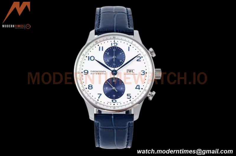 IWC - Portuguese Chronograph IW371620 SS/LE Wht/Num Blue AZF A69355