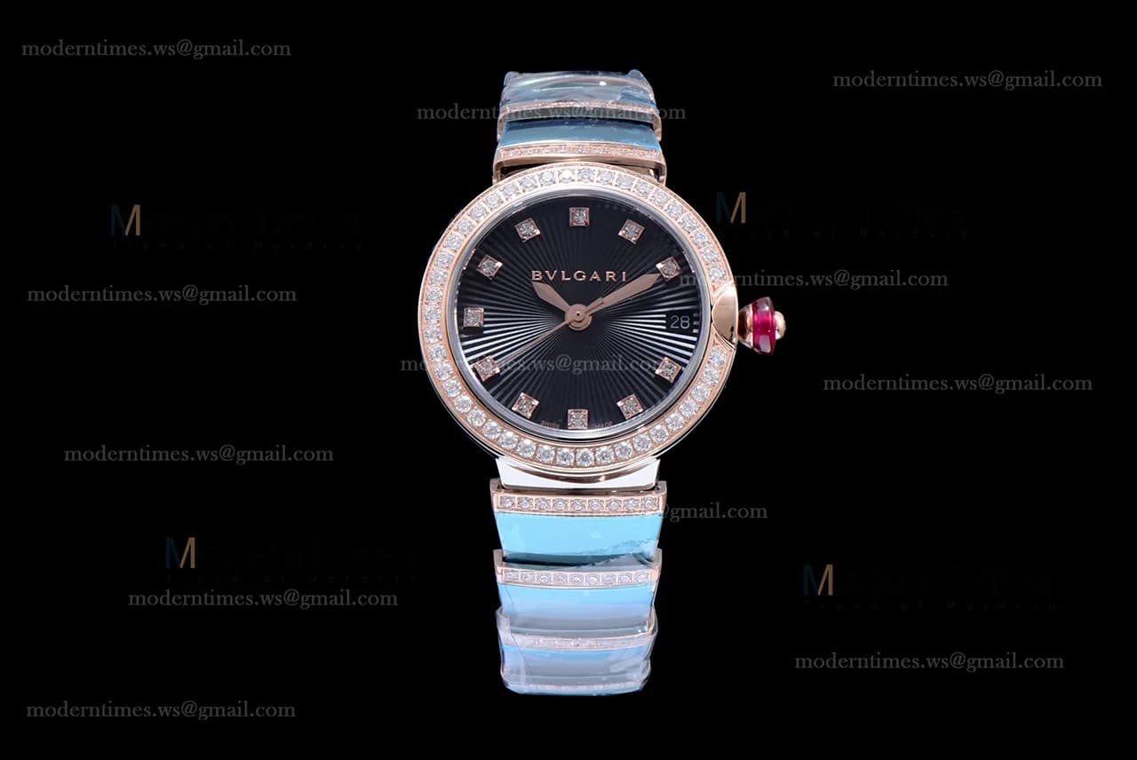 Bvlgari LVCEA Series Diamonds RG/RG TT Blk BVF Automatic/Quartz