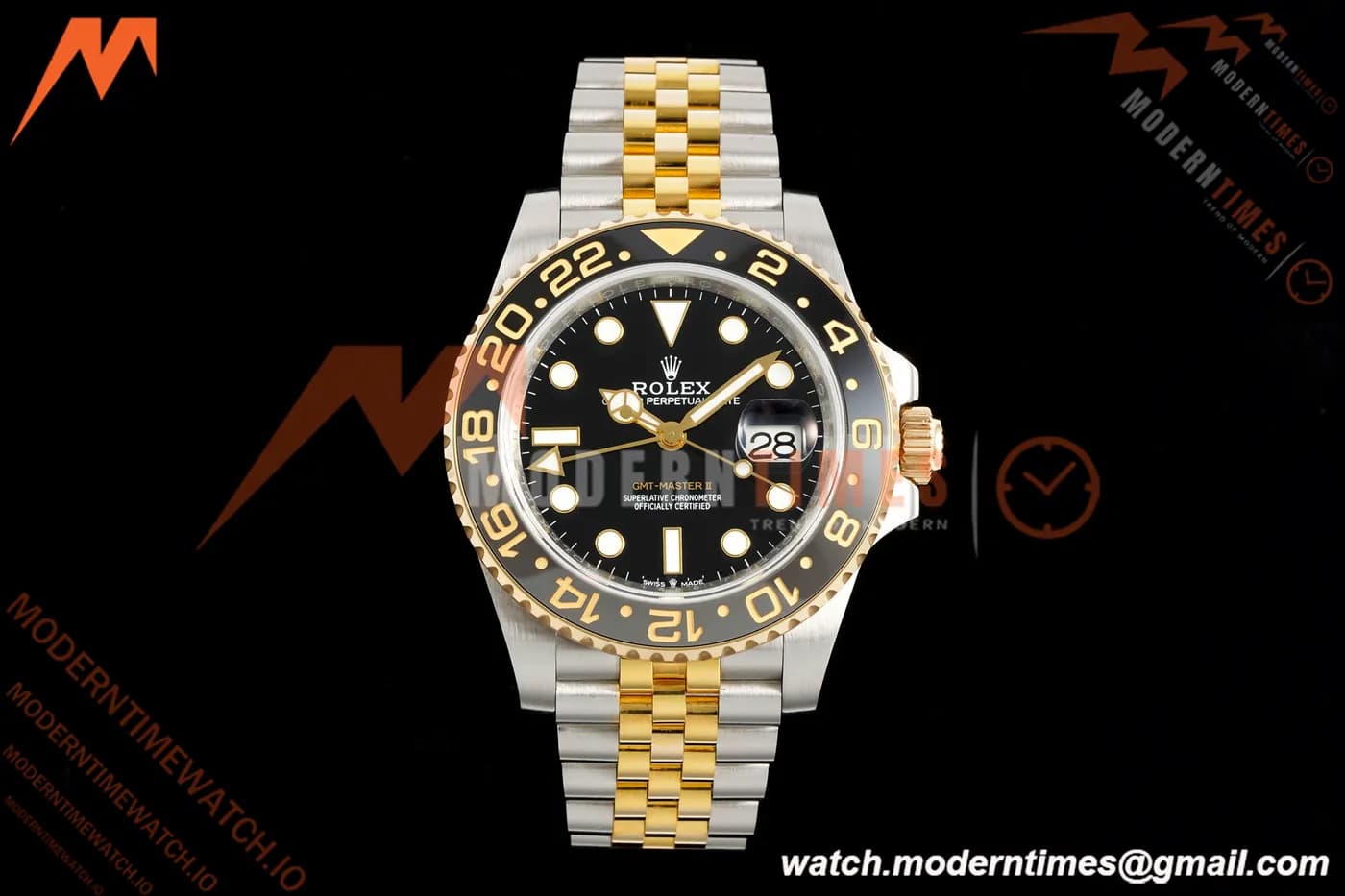 Rolex - GMT II 126713GRNR Bumblebee Jub 40mm 904L YG/SS Black QF SH3285 CHS