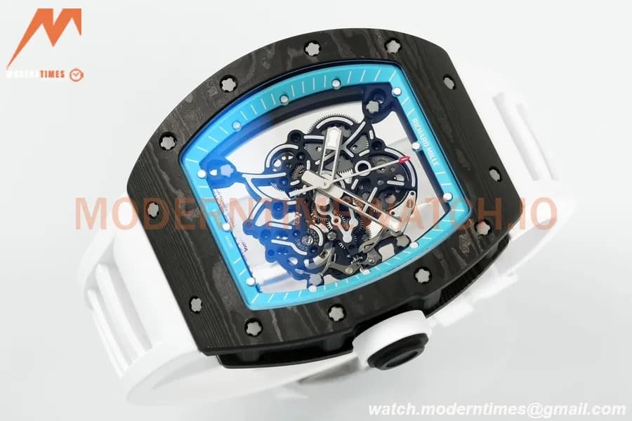 Richard Mille - RM055 Bubba Watson Black NTPT/RU Wht/Blue Rehaut Skeleton ZF RMUL2