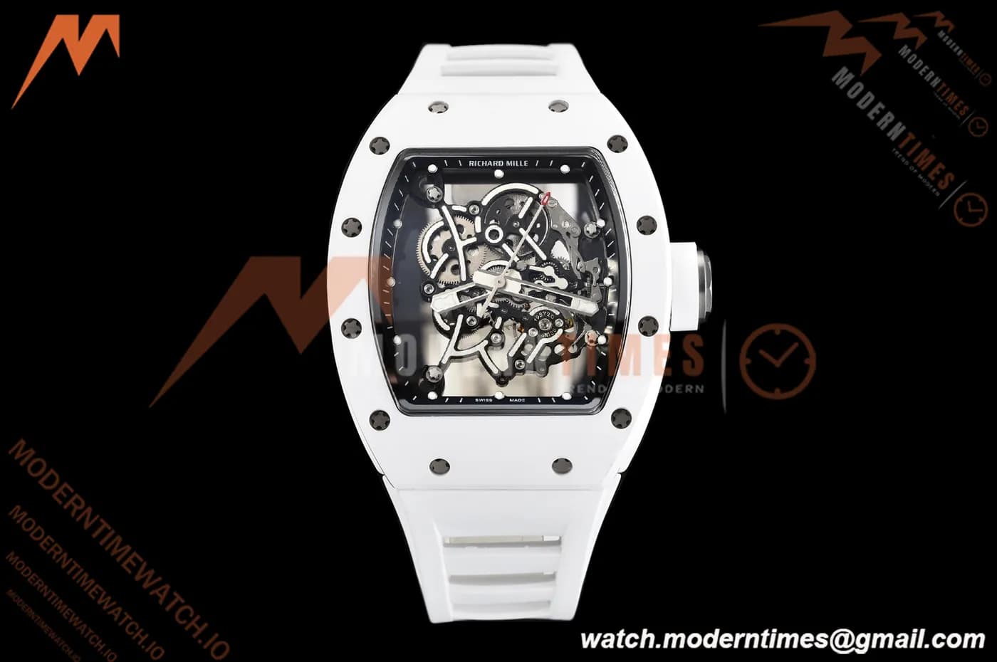 Richard Mille - RM055 Bubba Watson White CER/RU Blk/Blk Rehaut Skeleton SZF RMUL2