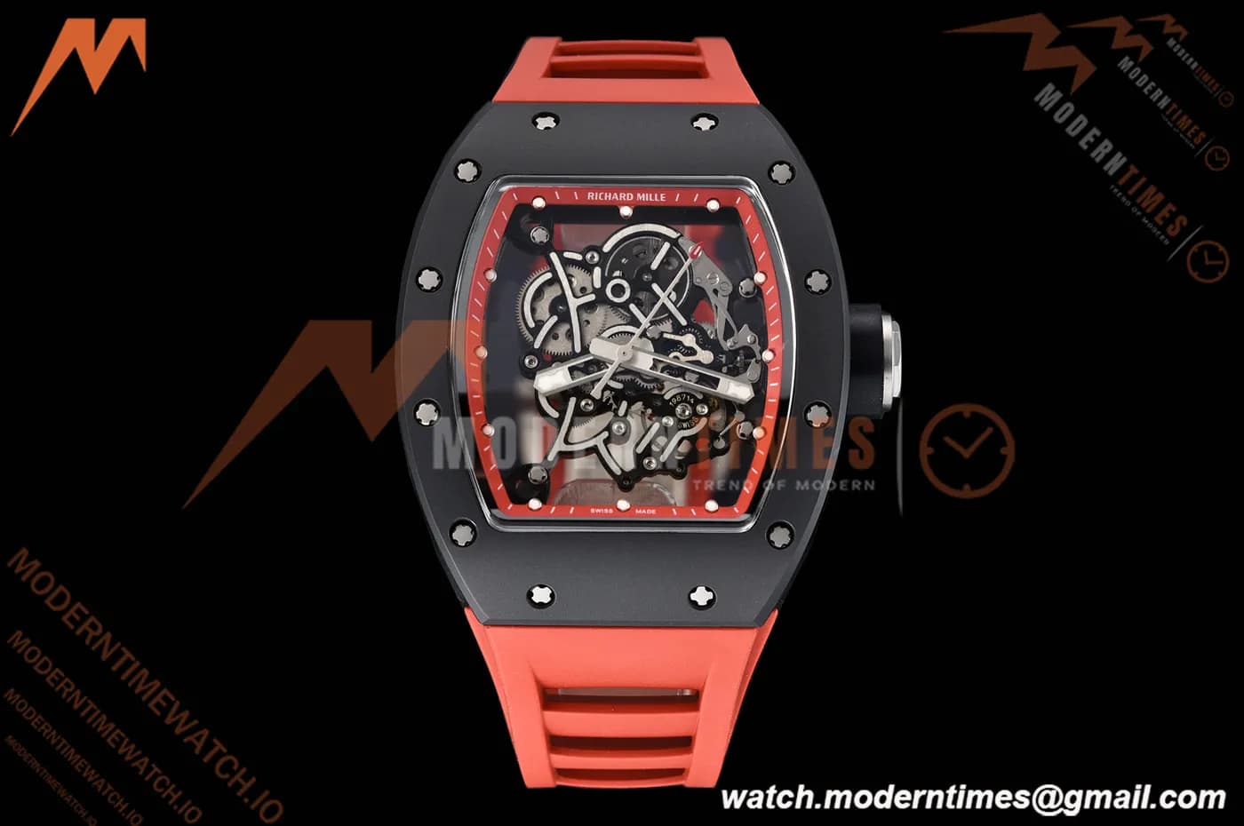 Richard Mille - RM055 Bubba Watson Black CER/Red/RU Red/Blk Rehaut Skeleton SZF RMUL2