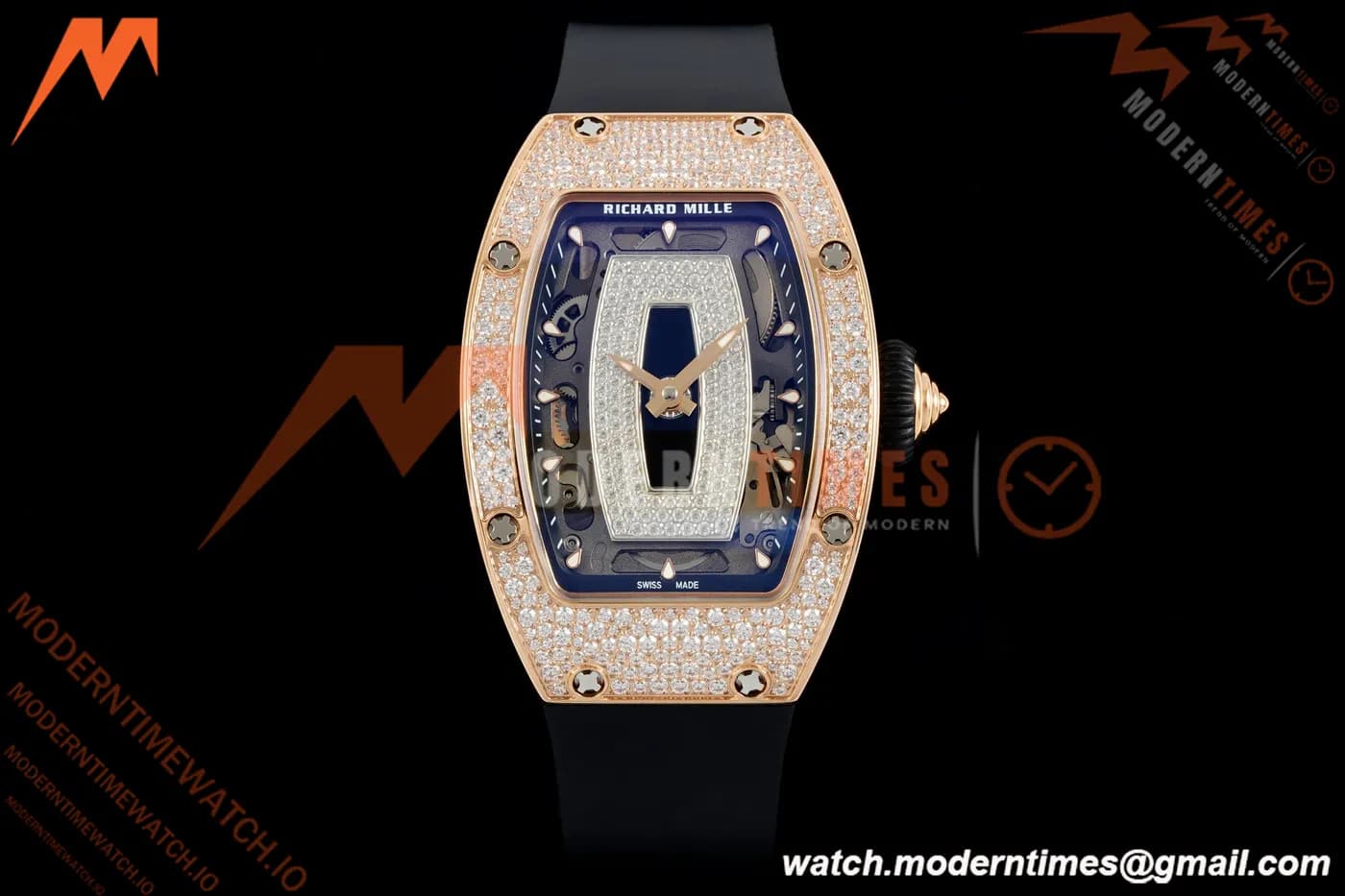 Richard Mille - RM07-01 Rose Gold Snow Set Diamond Blk/RU/Wht Black Onyx ZF Asian CRMA2