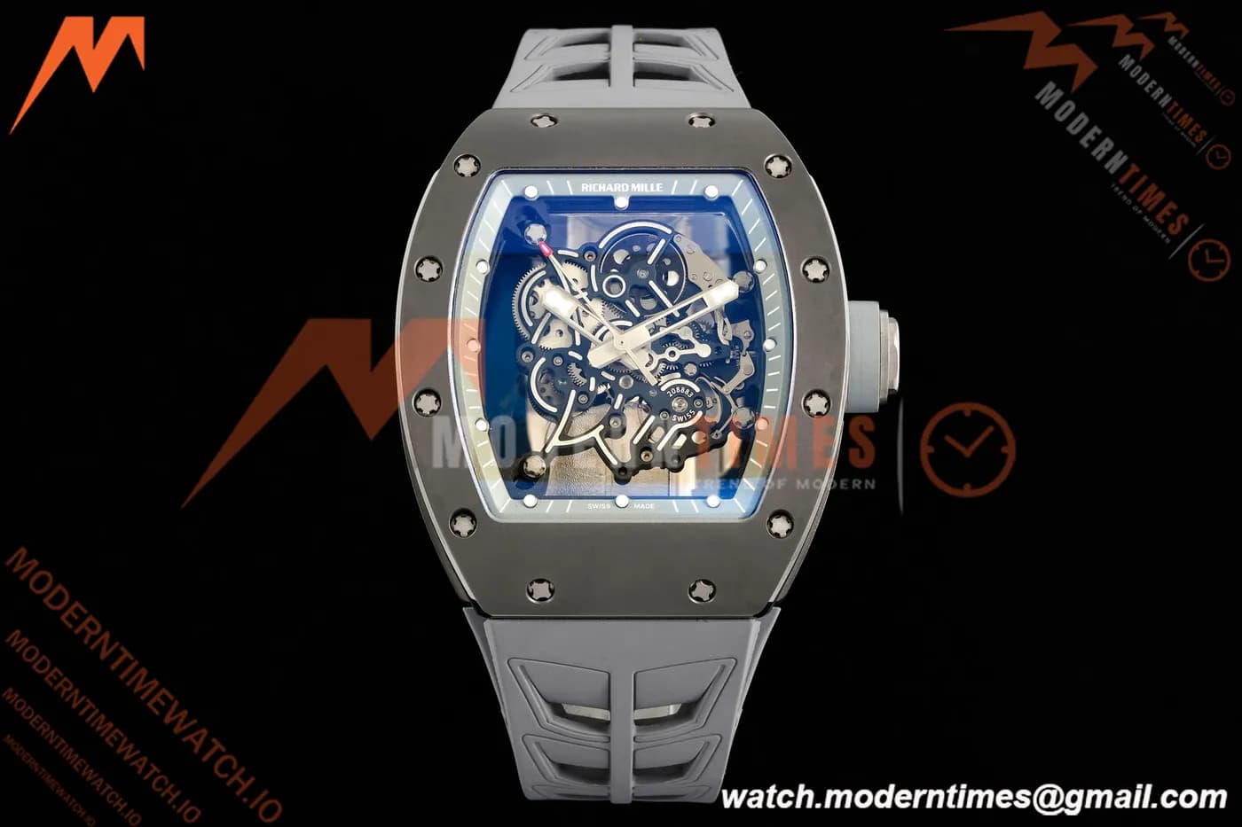 Richard Mille - RM055 Custom Made Free Sprung Gray CER/RU Black Skeleton ZGF RMUL2